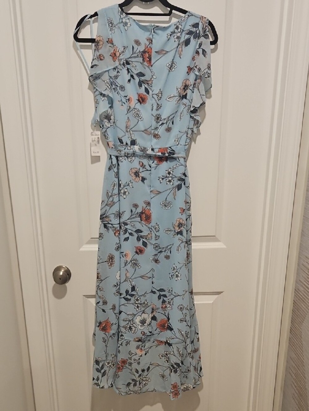 Sky Blue Floral High-Low Ruffle Dress - Picture 6 of 6